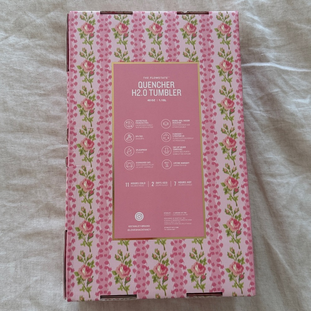 NWT Stanley x LoveShackFancy Blooming Heirloom Quencher H2.0 Tumbler 40 oz. - Picture 9 of 9